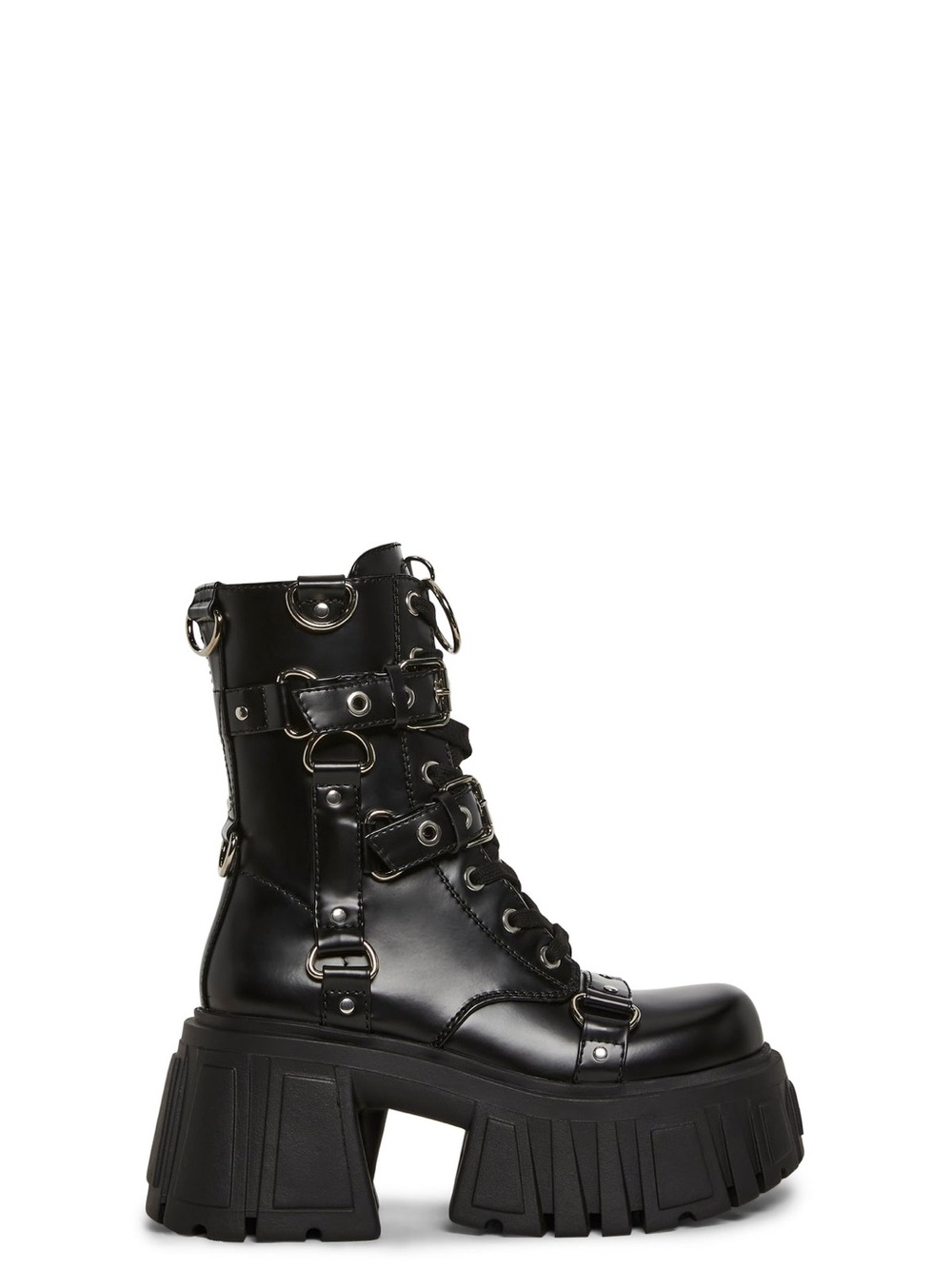Dolls Kill Club Exx Utopia Bondage Combat Platform Boots with Buckles